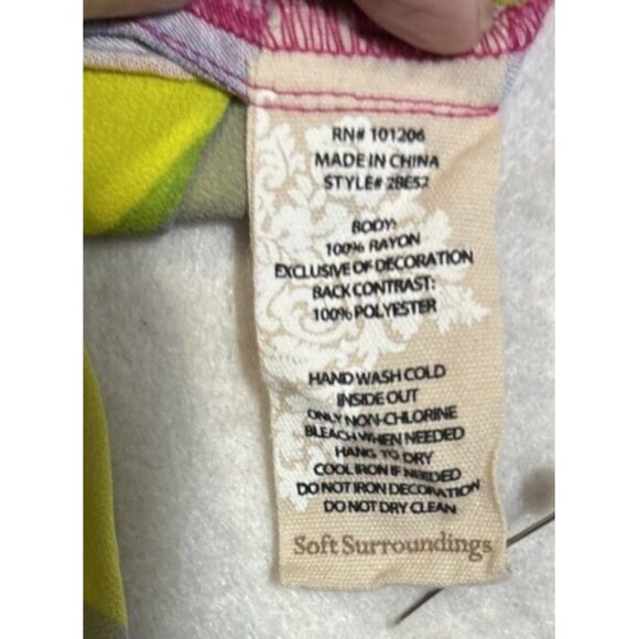 Soft Surroundings Multi Color Full Button Top Shirt Med Festival Boho Rainbow - Picture 14 of 14